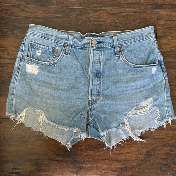 Levi's Pants - Levi's 501 Light Wash Distressed Denim Cutoff Shorts
